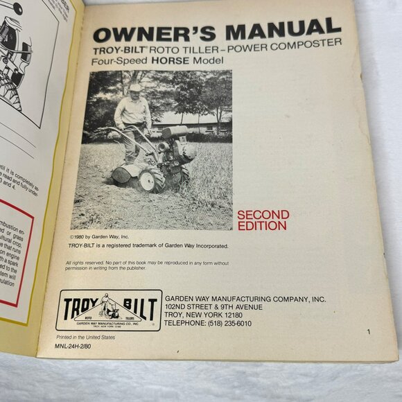 Troy-Bilt Roto Tiller Power Composter Owners Manual Horse Model 2nd Edition 1980 - Picture 5 of 14
